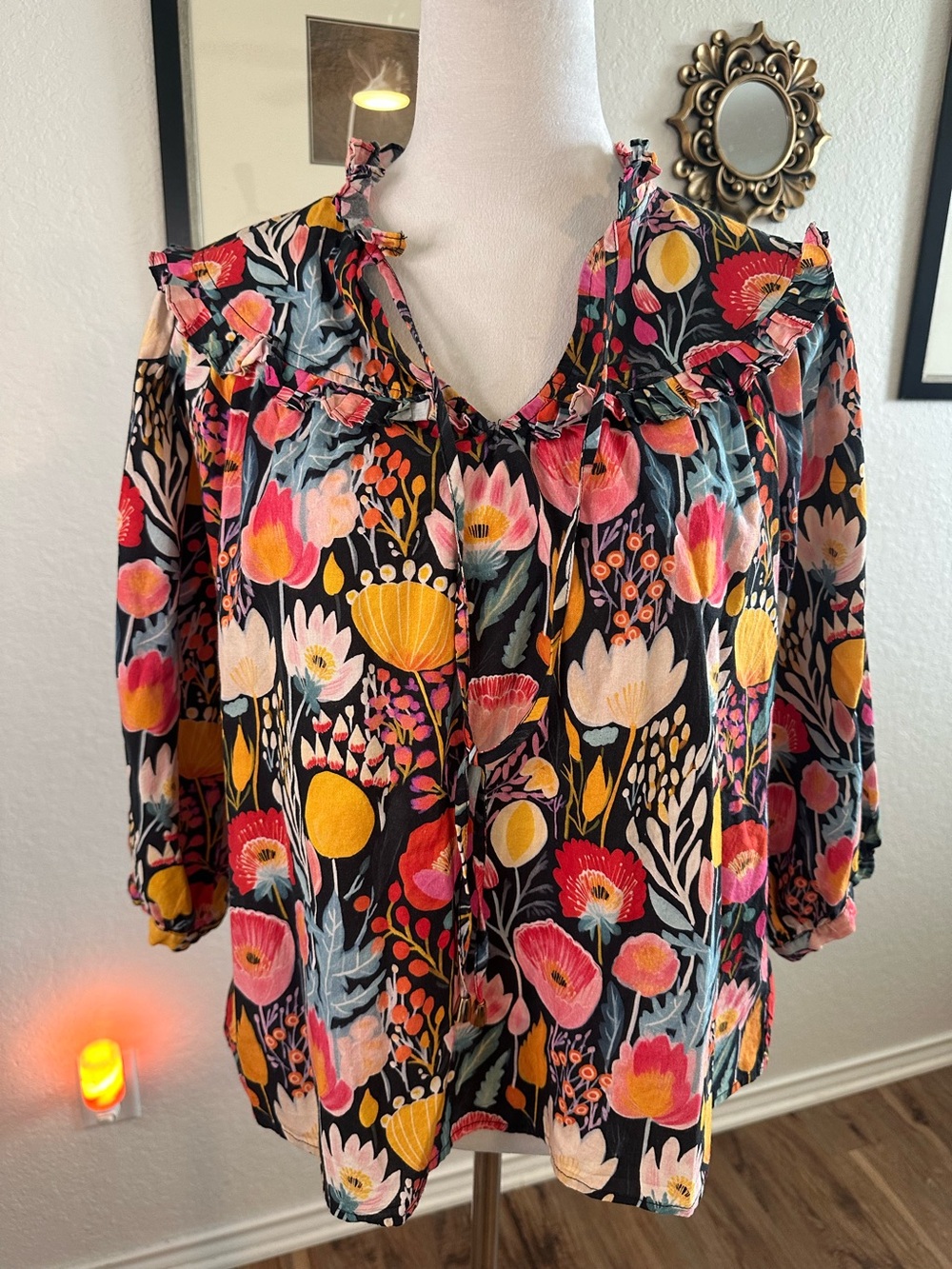 Anthropologie “Entro” Floral Puff Sleeve Women’s Top